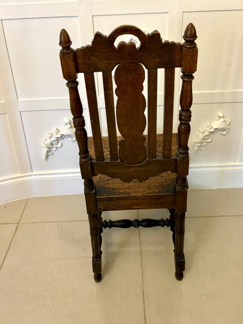 Antique Pair of Quality Carved Oak Side/Hall Chairs